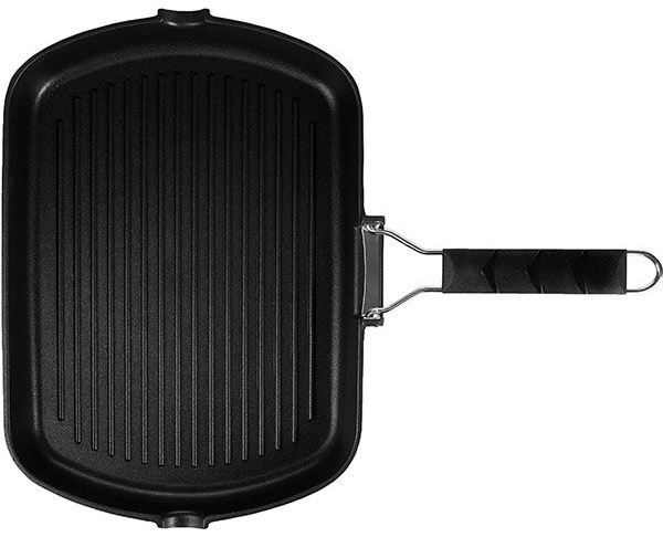 Сковорода-гриль прямоуг. «Проотель»;алюм.литой,пластик;,H=4,L=34,B=24см;черный