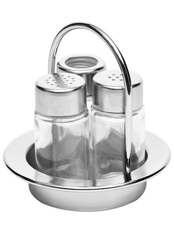 Набор для специй соль, перец, стакан для зубочисток;сталь нерж.,стекло;D=13,H=13,L=13,B=11см;серебри