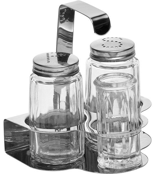 Набор для специй соль, перец, стакан для зубочисток;сталь нерж.,стекло;,H=100,L=85,B=100мм;серебрист