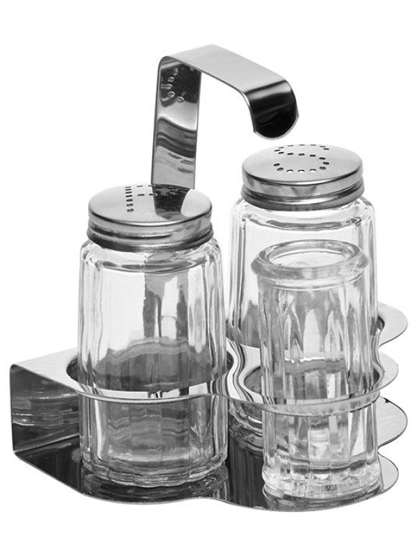Набор для специй соль, перец, стакан для зубочисток;сталь нерж.,стекло;,H=100,L=85,B=100мм;серебрист