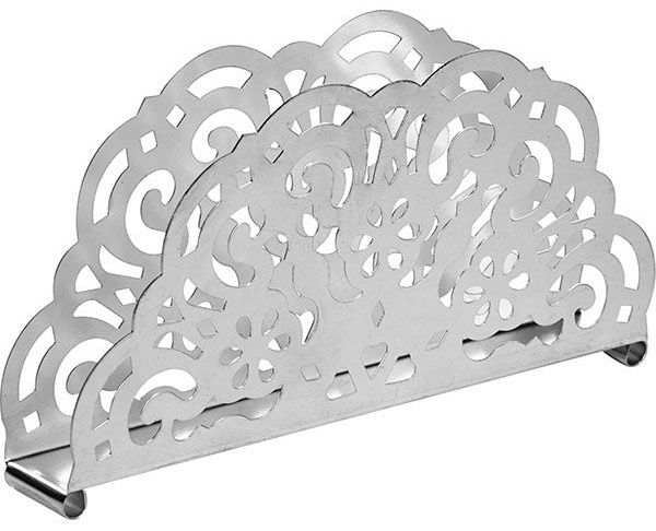 Серебристая ажурная салфетница из стали