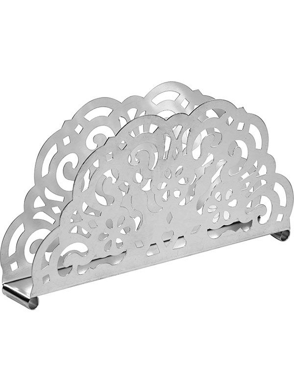 Серебристая ажурная салфетница из стали