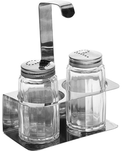 Набор для специй солонка и перечница;сталь нерж.,стекло;,H=10,L=10,B=5см;серебрист.