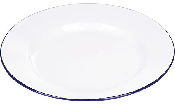 Тарелка мелкая эмалированная;сталь;D=24,H=2см;белый,синий