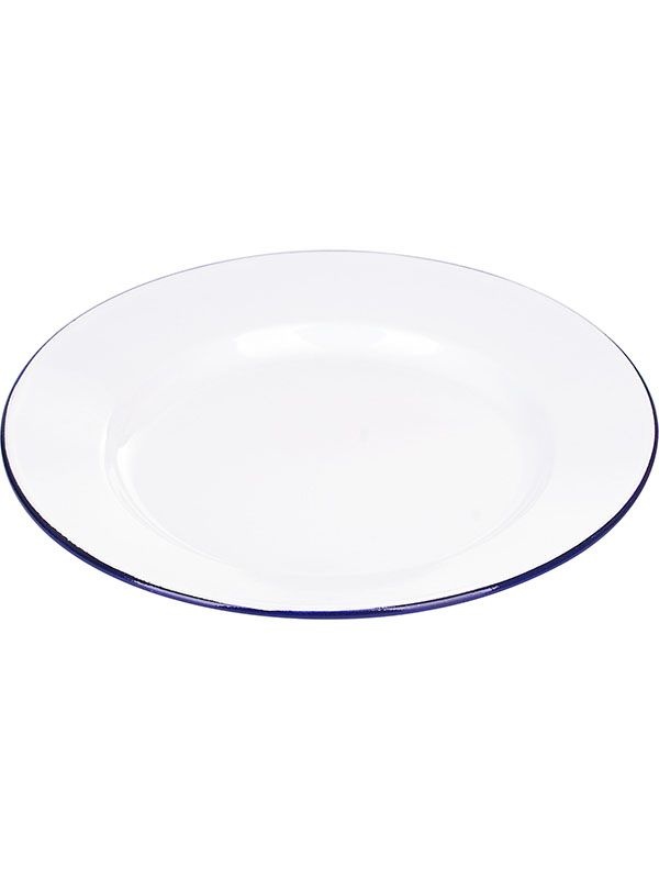 Тарелка мелкая эмалированная;сталь;D=24,H=2см;белый,синий