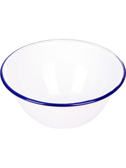 Салатник эмалированный;сталь;0,5л;D=150,H=55мм;белый,синий