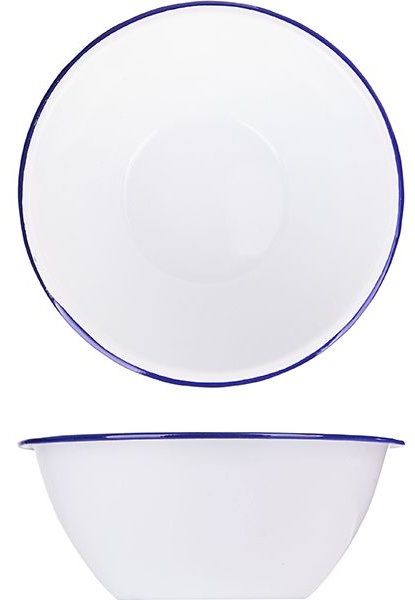 Салатник эмалированный;сталь;0,9л;D=170,H=65мм;белый,синий