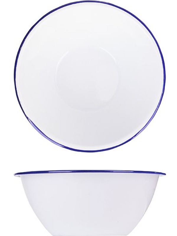 Салатник эмалированный;сталь;0,9л;D=170,H=65мм;белый,синий