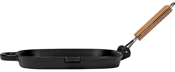 Сковорода-гриль «Эмбер Каст Мэтт» с матовым покрытием;чугун,дерево;,H=27,L=250,B=250мм;черный,древес