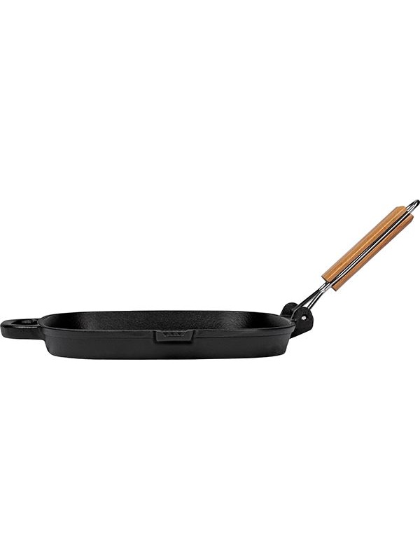 Сковорода-гриль «Эмбер Каст Мэтт» с матовым покрытием;чугун,дерево;,H=27,L=250,B=250мм;черный,древес
