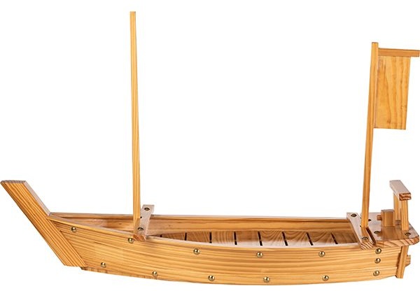 Блюдо для суши «Корабль»;сосна,сталь;,H=48,5,L=75,B=26,5см;бежев.