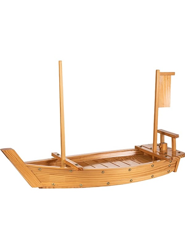 Блюдо для суши «Корабль»;сосна,сталь;,H=48,5,L=75,B=26,5см;бежев.