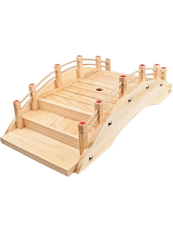 Блюдо для суши «Мостик»;сосна,сталь;,H=12,5,L=46,B=21см;бежев.