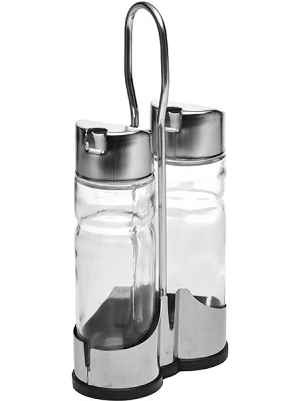 Набор для специй для масла и уксуса на подставке;стекло,сталь нерж.;165мл;D=44,H=230,L=110,B=115мм;м