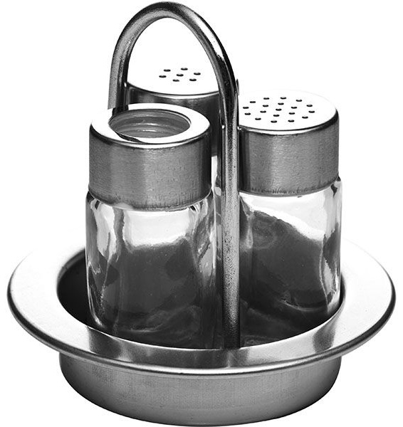 Набор для специй со стаканом для зубочисток на подставке;сталь нерж.,стекло;50мл;D=11,H=10,L=10,5,B=