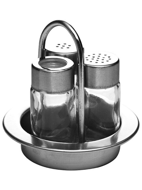 Набор для специй со стаканом для зубочисток на подставке;сталь нерж.,стекло;50мл;D=11,H=10,L=10,5,B=