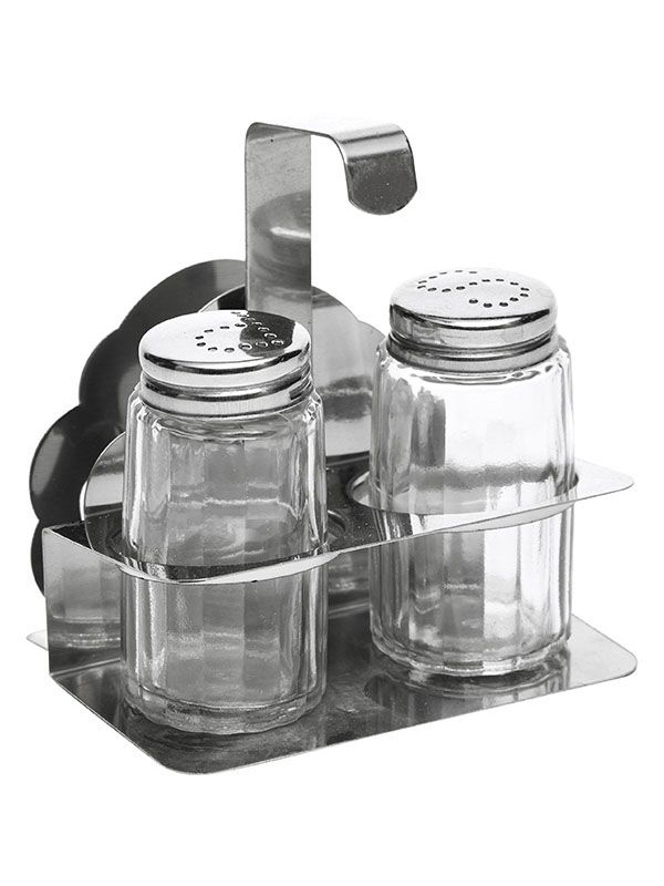 Набор для специй солонка, перечница, салфетница;сталь нерж.,стекло;50мл;,H=90,L=100,B=75мм;серебрист