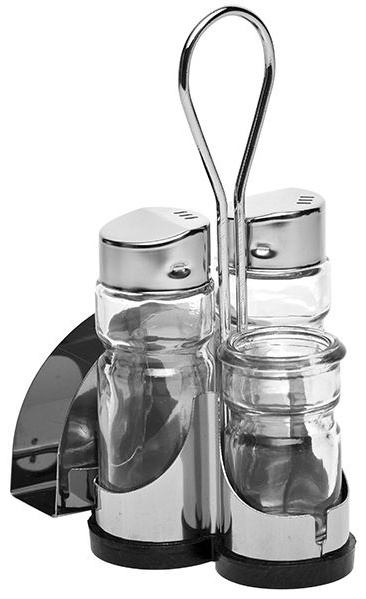 Набор для специй с салфетницей и стаканом для зубочисток;стекло,сталь нерж.;35мл;,H=155,L=95,B=75мм;