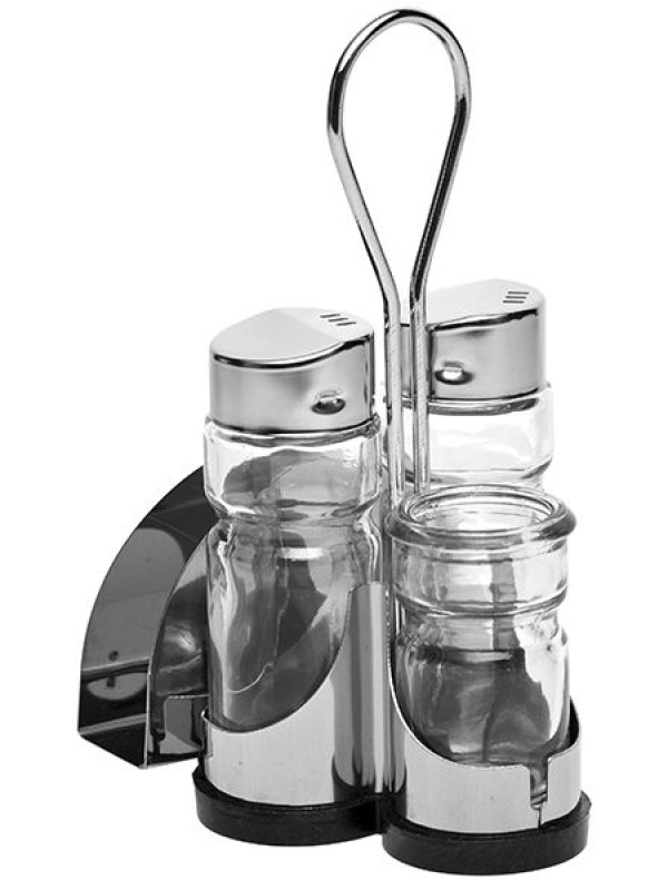 Набор для специй с салфетницей и стаканом для зубочисток;стекло,сталь нерж.;35мл;,H=155,L=95,B=75мм;