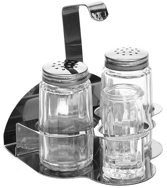 Набор для специй с салфетницей и стаканом для зубочисток;сталь нерж.,стекло;50мл;,H=10,5,L=10,B=10,7