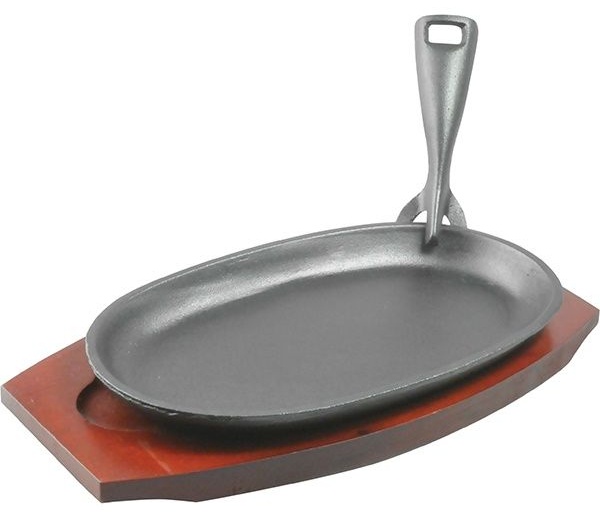 Сковорода для фахитос «Эмбер Каст Мэтт»;чугун,дерево;,H=35,L=280/230,B=135мм;черный,древесн.