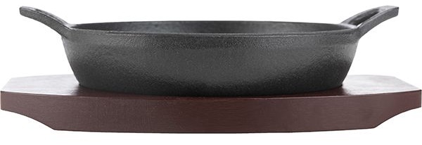 Сковорода для фахитос «Эмбер Каст Мэтт»;чугун,дерево;D=140,H=45мм;черный,тем.дерево