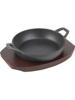 Сковорода для фахитос «Эмбер Каст Мэтт»;чугун,дерево;D=140,H=45мм;черный,тем.дерево