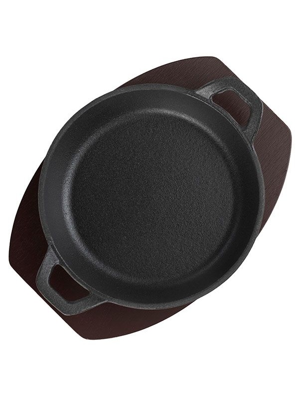 Сковорода для фахитос «Эмбер Каст Мэтт»;чугун,дерево;D=140,H=45мм;черный,тем.дерево