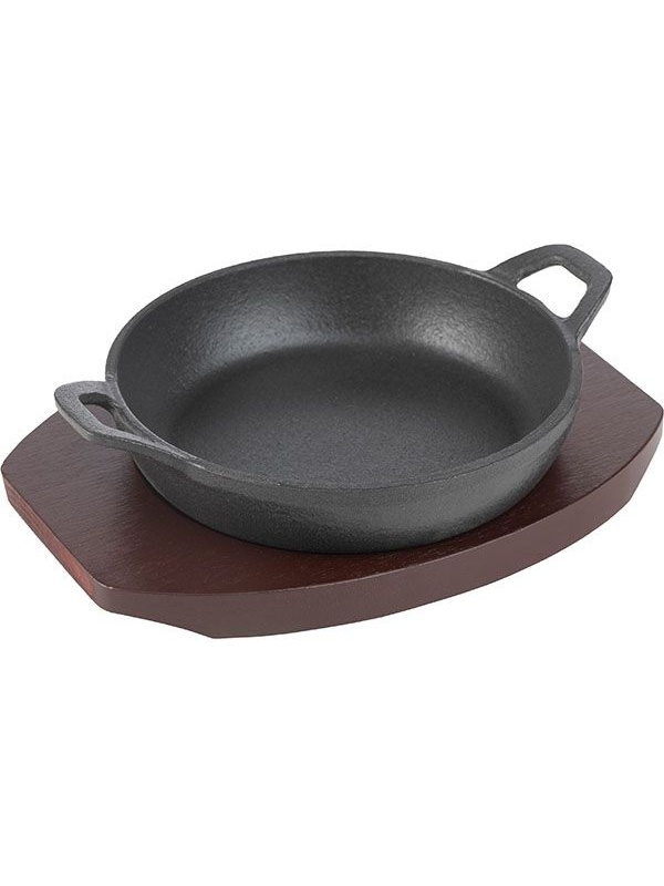 Сковорода для фахитос «Эмбер Каст Мэтт»;чугун,дерево;D=140,H=45мм;черный,тем.дерево