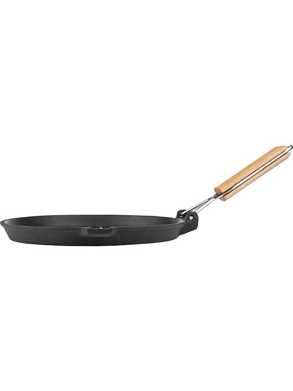 Сковорода-гриль «Эмбер Каст Мэтт»;чугун,дерево;D=220,H=18мм;черный,св. дерево