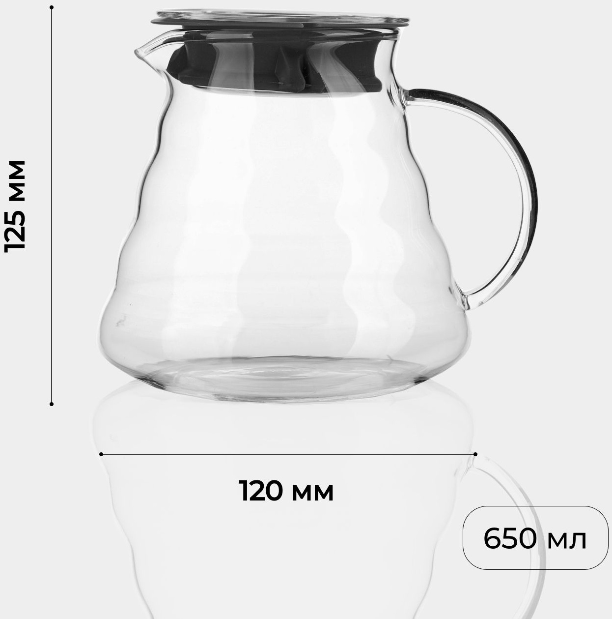 Чайник заварочный «Идзуми» с силиконовой прокладкой;термост.стекло;0,65л;D=12,H=12,5см