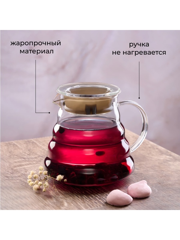 Чайник заварочный «Идзуми» с силиконовой прокладкой;термост.стекло;0,65л;D=12,H=12,5см