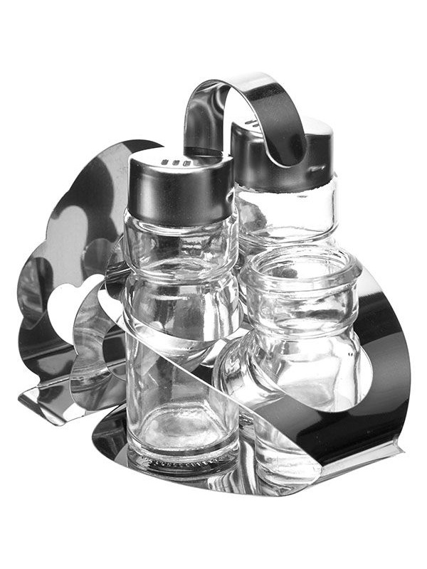 Набор для специй с салфетницей и стаканом для зубочисток;сталь нерж.,стекло;,H=115,L=85,B=100мм;сере