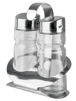 Набор для специй солонка и перечница;стекло,сталь;35мл;D=85,H=105,L=85,B=60мм;прозр.,металлич.