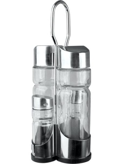 Набор для специй масло, уксус, соль, перец;стекло,сталь нерж.;,H=23,L=12,B=10см;серебрист.