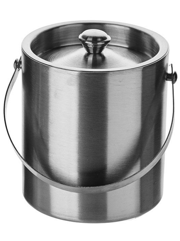 Емкость для льда с крышкой «Проотель»;сталь нерж.;1,1л;D=12,H=14,B=14см;металлич.