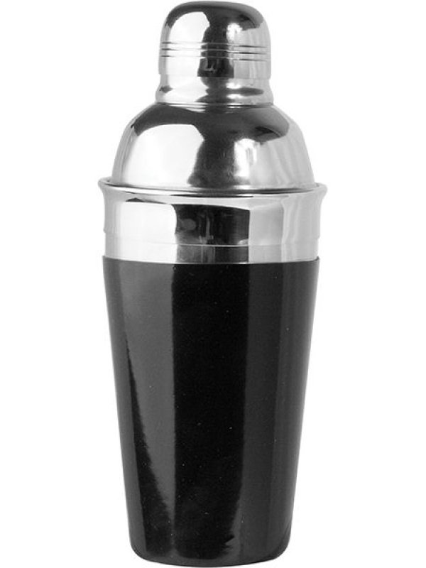 Шейкер европейский «Пробар»;сталь нерж.,винил;0,5л;D=77,H=204мм;черный,серебрист.