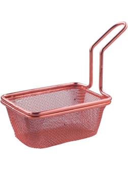 Корзинка для картофеля фри «Проотель»;сталь нерж.,медь;,H=30,L=80,B=55мм;медный