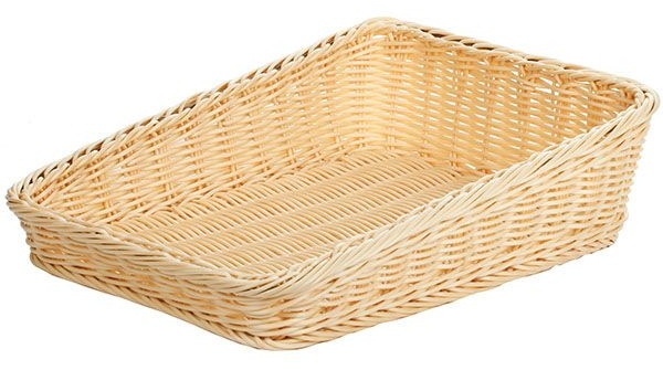 Корзина плетеная для выкладки выпечки;полиротанг;,H=10,5,L=37,B=30см;бежев.