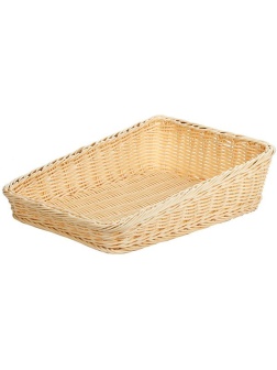 Корзина плетеная для выкладки выпечки;полиротанг;,H=10,5,L=37,B=30см;бежев.