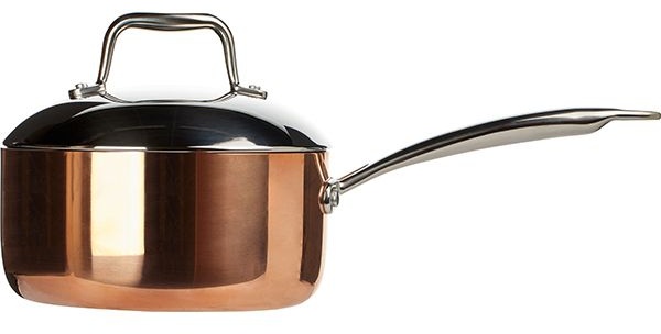 Сотейник с крышкой 3-х слойный медь;сталь нерж.,алюмин.;3л;D=200,H=95мм;медный