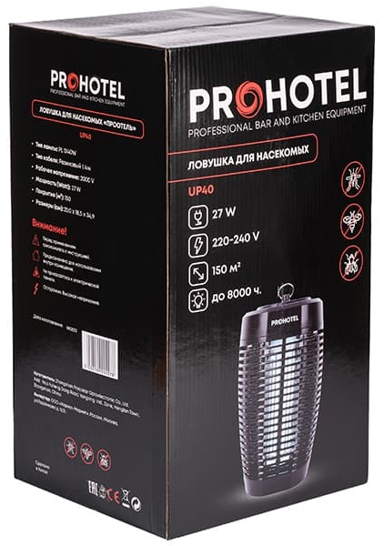 Ловушка для насекомых «UP40»;пластик;D=17,H=31,5см;27вт;черный