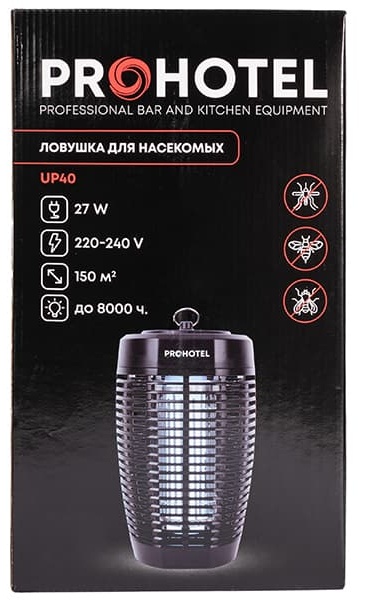 Ловушка для насекомых «UP40»;пластик;D=17,H=31,5см;27вт;черный