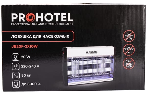 Ловушка для насекомых «JB20F»;алюмин.,пластик;,H=264,L=389,B=72мм;20вт;белый,черный