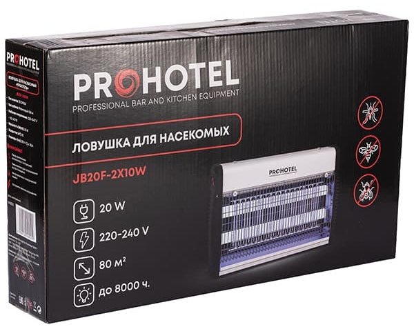 Ловушка для насекомых «JB20F»;алюмин.,пластик;,H=264,L=389,B=72мм;20вт;белый,черный