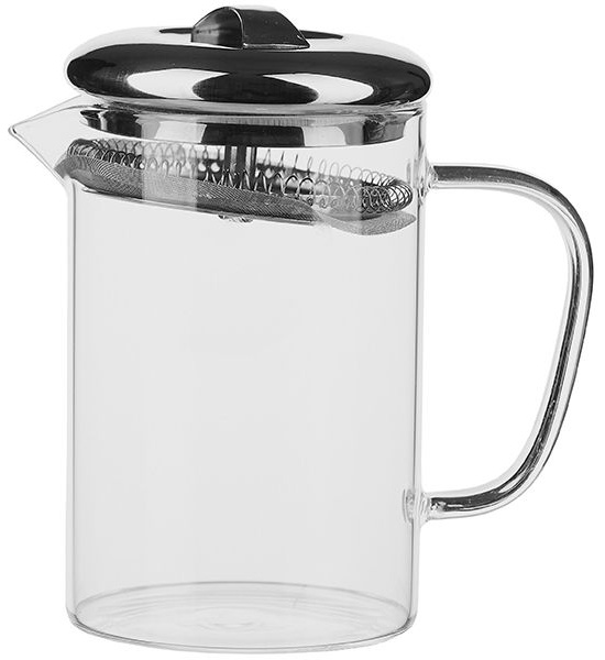 Кувшин термостойкий с крышкой и стрейнером;стекло,металл;0,5л;D=85,H=145,L=136мм;прозр.