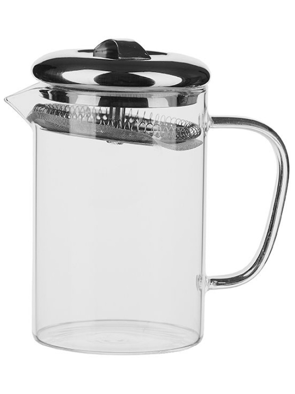 Кувшин термостойкий с крышкой и стрейнером;стекло,металл;0,5л;D=85,H=145,L=136мм;прозр.