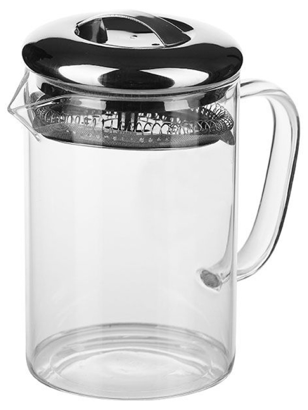 Кувшин термостойкий с крышкой и стрейнером;стекло,металл;0,5л;D=85,H=145,L=136мм;прозр.