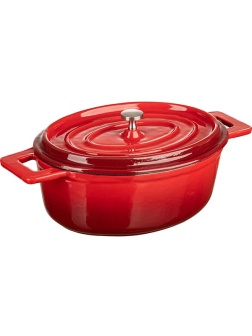 Кастрюля для запекания с крышкой;чугун;0,8л;,H=7,L=18,B=14см;красный