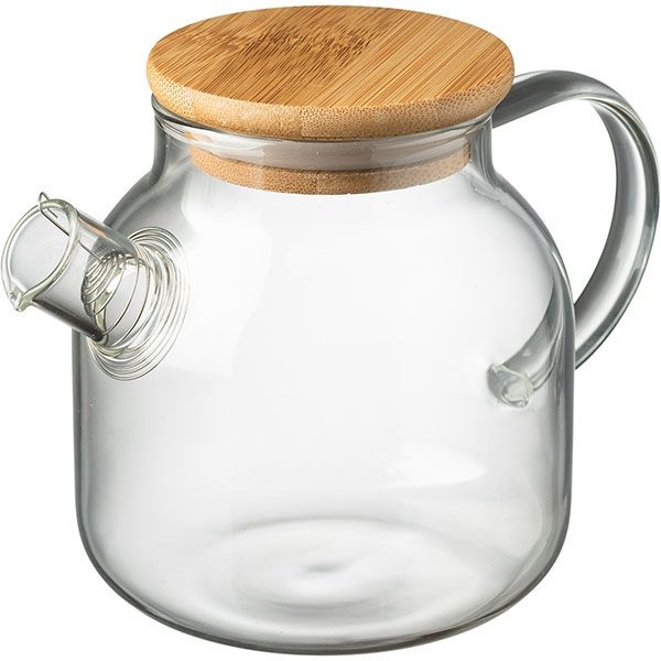 Стеклянный заварочный чайник «Проотель» с бамбуковой крышкой (объем 0,5 л)